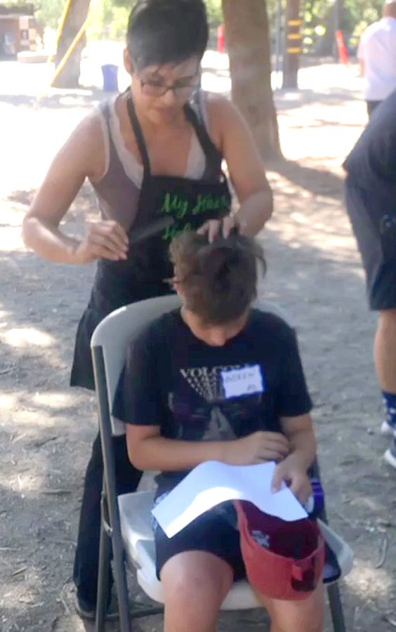 Lice check at a summer camp